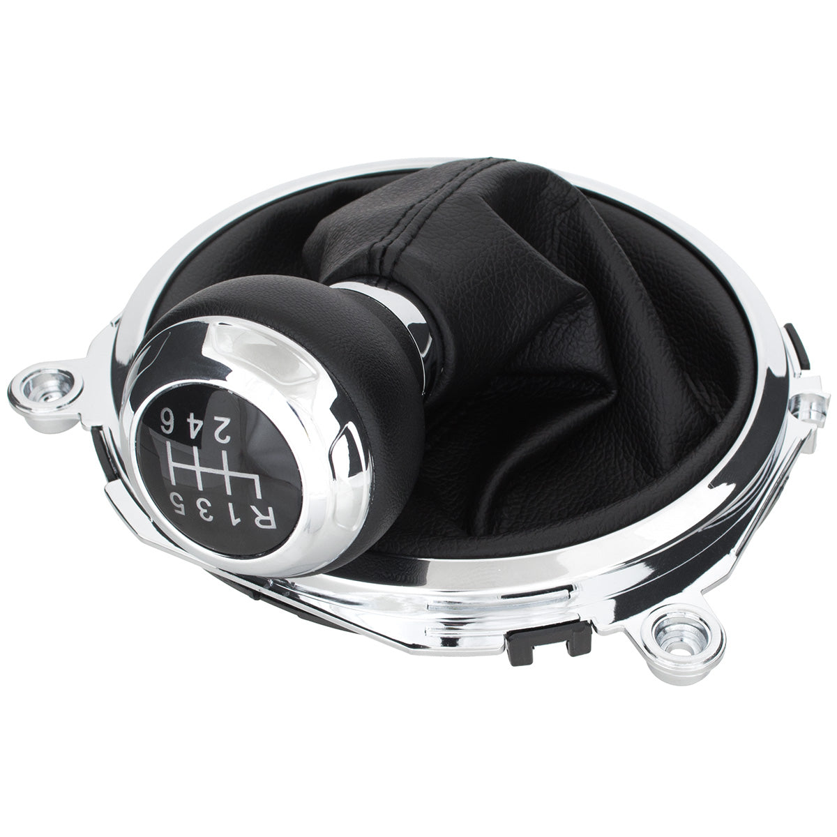 Audi TT 8J 06-14 BLACK / CHROME gear knob + BLACK GAITER WITH CHROME FRAME 6 SPEED