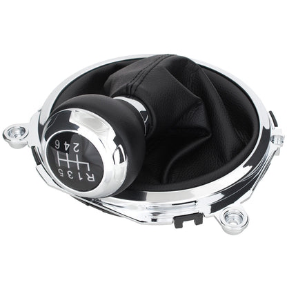 Audi TT 8J 06-14 BLACK / CHROME gear knob + BLACK GAITER WITH CHROME FRAME 6 SPEED