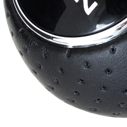UNIVERSAL gear knob BLACK LEATHER + CHROME 5 GEARS