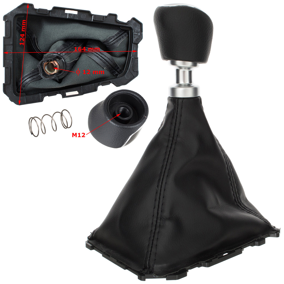 Ford Focus Mk3 FL 14-18 gear knob BLACK ECO-LEATHER + BLACK + gaiter with frame 6 SPEEDS