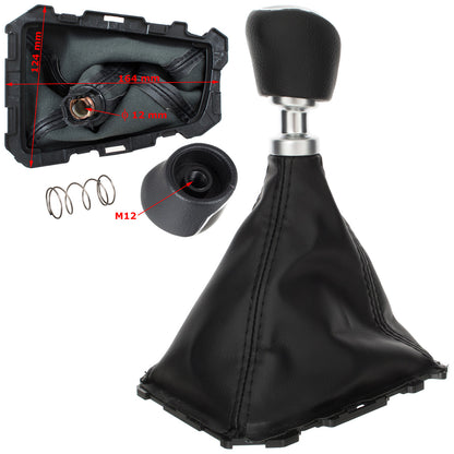 Ford Focus Mk3 FL 14-18 gear knob BLACK ECO-LEATHER + BLACK + gaiter with frame 6 SPEEDS
