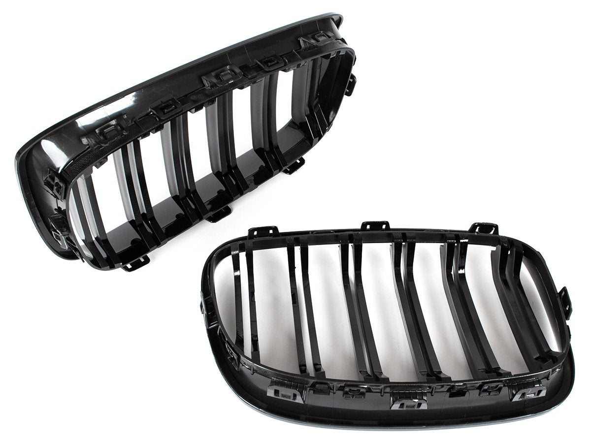 BMW 1 F20 / F21 11-14 3/5D HATCHBACK grilles (kidneys) left + right set BLACK GLOSSY DOUBLE BAR