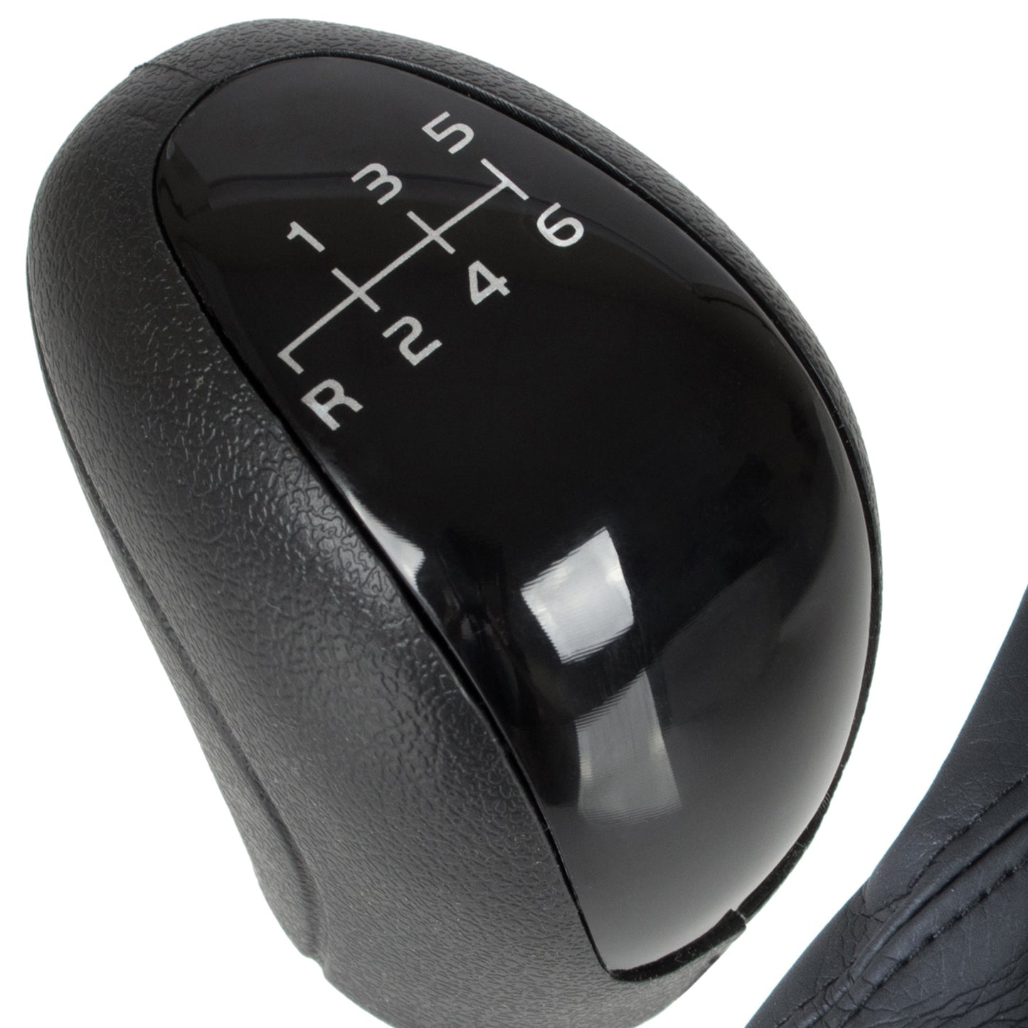 VW Crafter I 06-11 BLACK gear knob + GAITER with frame WHITE SHIFT PATTERN 6 SPEEDS