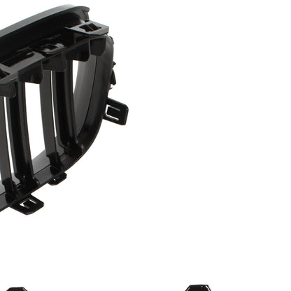 BMW 5 E60 / E61 03-10 grilles between headlights (kidneys) left + right set. BLACK GLOSSY DOUBLE BAR CURVED RIBS