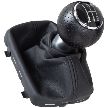 Audi A3 I 8L 96-03 BLACK Gear knob + BLACK gaiter + CHROME ring 5 GEARS REVERSE DOWN