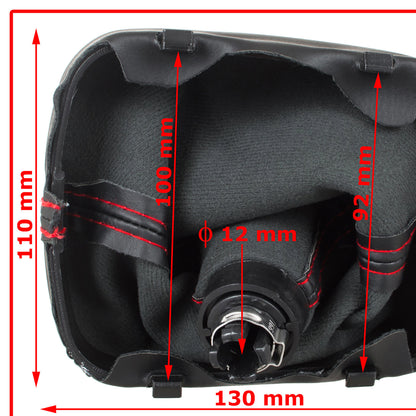 Audi A3 8P 03-12 Gear Knob BLACK ECO-LEATHER + SILVER 6-SPEED + Gaiter BLACK WITH RED STITCHING