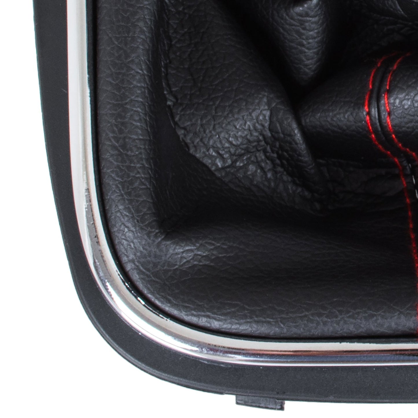 VW Golf V 03-08 gear knob + BLACK gaiter with RED stitching and CHROME frame 5 SPEED