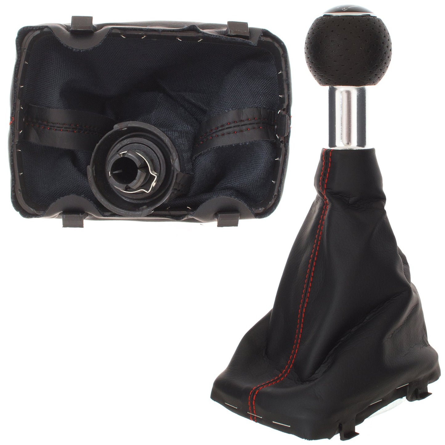 Audi A3 I 8L 96-03 BLACK gear knob + BLACK GAITER with RED STITCHING 6 SPEED