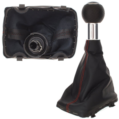 Audi A3 I 8L 96-03 BLACK gear knob + BLACK GAITER with RED STITCHING 6 SPEED