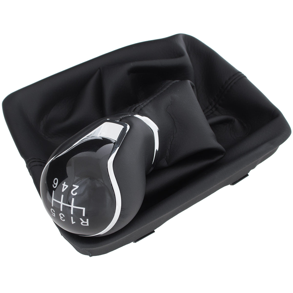 Seat Leon III 12-17 gear knob BLACK ECO-LEATHER + gaiter with frame 6 SPEEDS