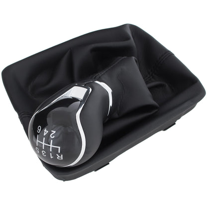 Seat Leon III 12-17 gear knob BLACK ECO-LEATHER + gaiter with frame 6 SPEEDS