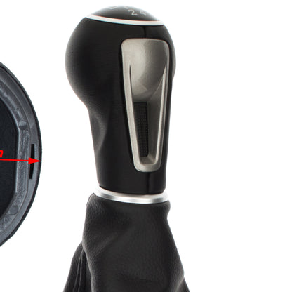 Seat Altea XL 2006 - gear knob BLACK FAUX LEATHER + gaiter with frame 5 GEARS