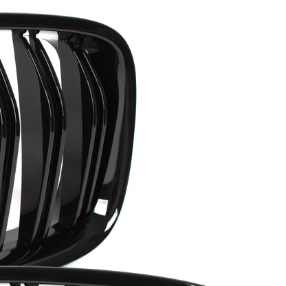 BMW 5 F07 GT 09-17 headlight grilles (kidneys) left + right set BLACK GLOSSY DOUBLE BAR