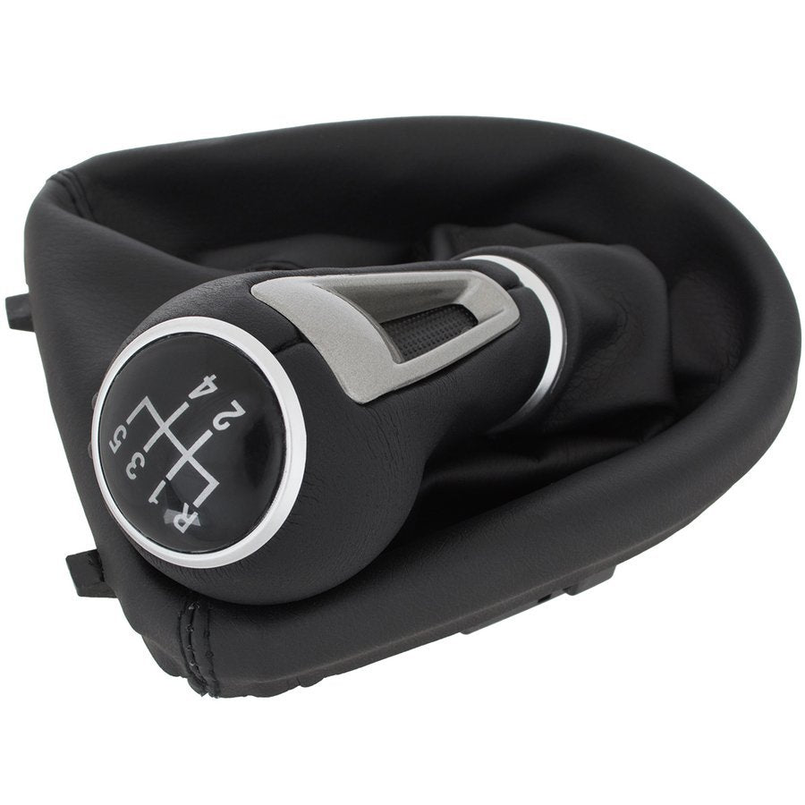 Seat Leon II 05-13 BLACK ECO-LEATHER gear knob + gaiter with frame 5-SPEED