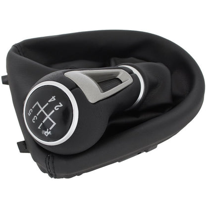 Seat Leon II 05-13 BLACK ECO-LEATHER gear knob + gaiter with frame 5-SPEED