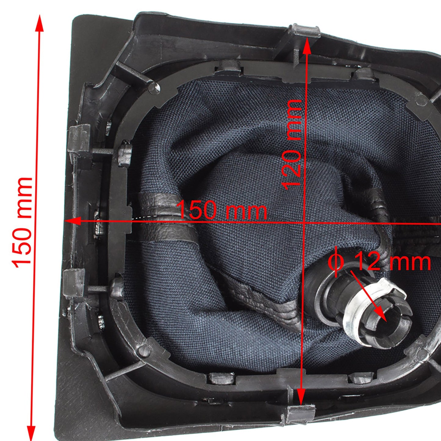 VW Golf V 03-08 gear knob + BLACK gaiter with RED stitching and CHROME frame 6-SPEED