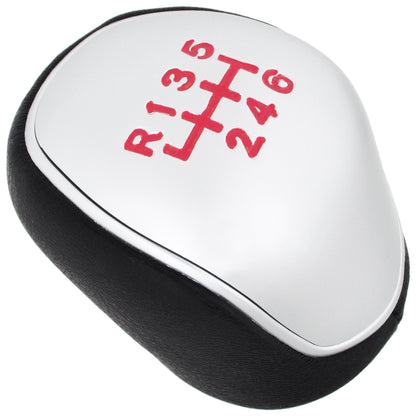 Ford Kuga I II gear knob BLACK ECO-LEATHER + SILVER + RED SCHEME 6 GEARS