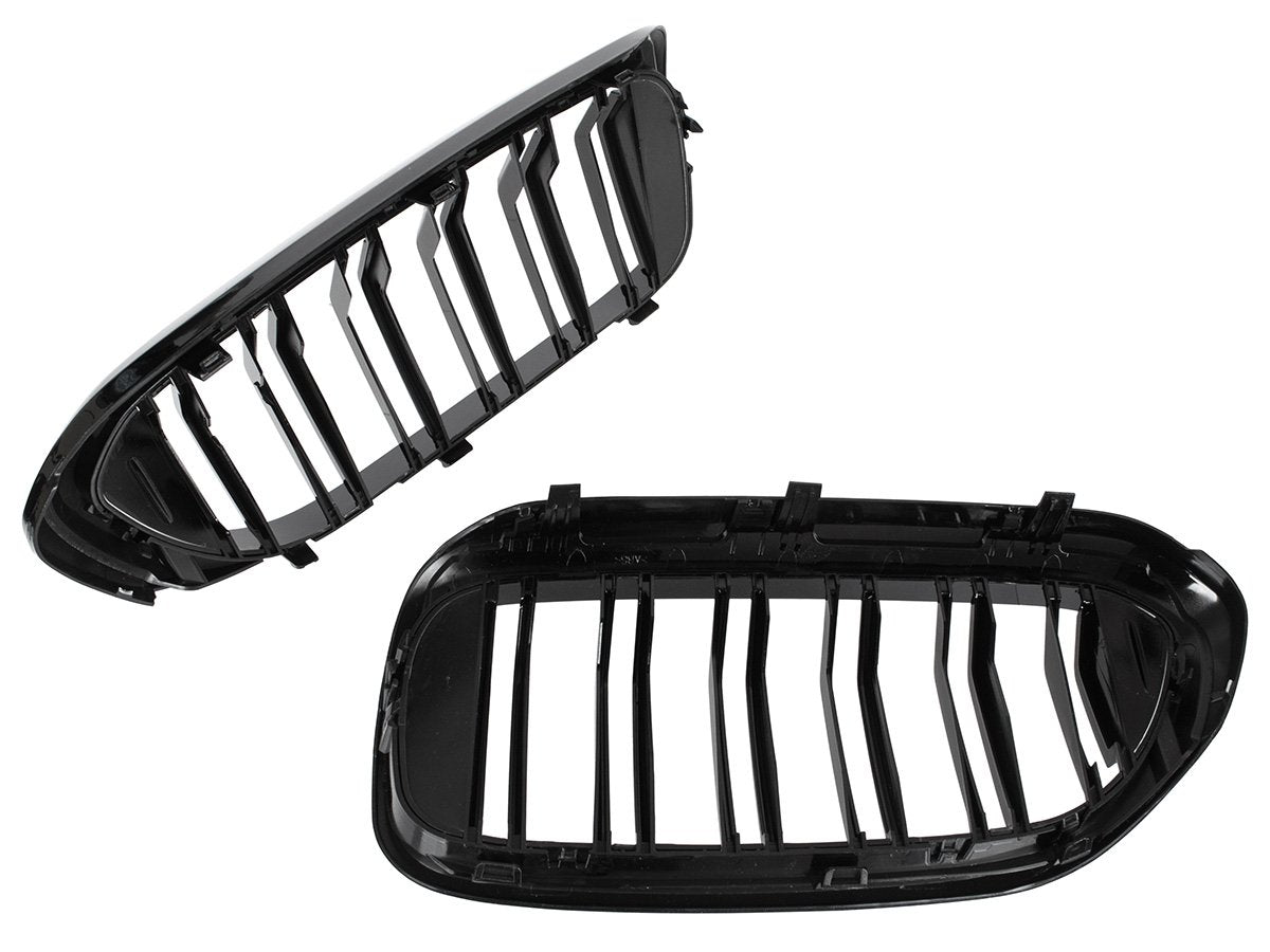BMW 5 G30 / G31 2017- dummy grilles (kidneys) left + right set BLACK GLOSSY DOUBLE BAR