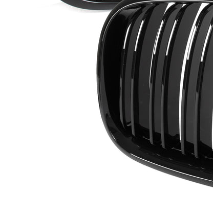 BMW X6 E71 07-14 grilles between headlights (kidneys) left + right set BLACK GLOSSY DOUBLE BAR