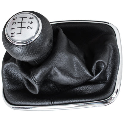 VW Golf IV 97-03 gear knob SILVER + gaiter with chrome frame 6 GEARS 12MM HOLE