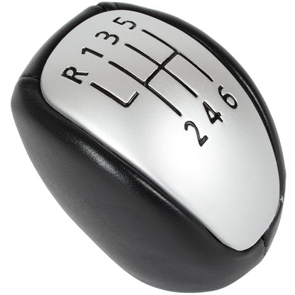 Renault Laguna III 07-15 Gear stick knob 6 SPEEDS BLACK ECO-LEATHER + SILVER