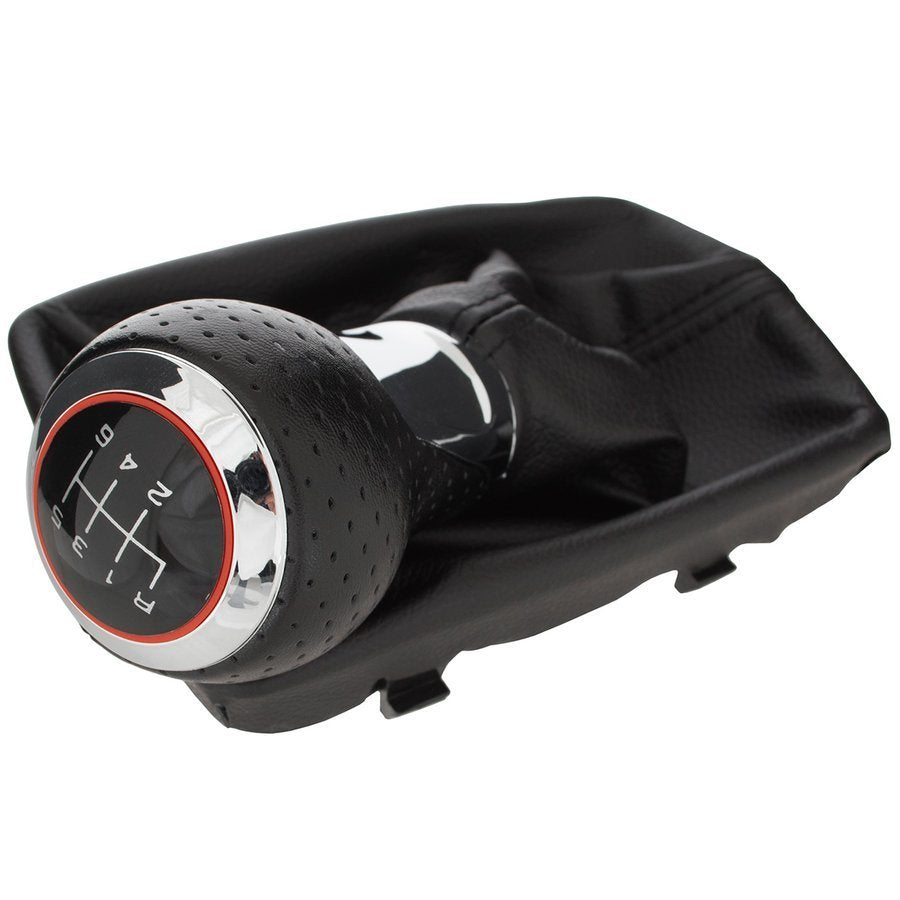 Audi A5 8T 07-16 Gear knob BLACK + CHROME 6 SPEED + GAITER BLACK WITH BLACK STITCHING