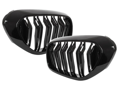 BMW 5 G30 / G31 2017- dummy grilles (kidneys) left + right set BLACK GLOSSY DOUBLE BAR