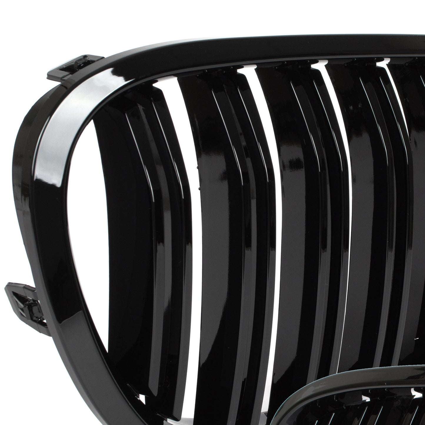 BMW 7 F01 F02 08-11 Grilles between headlights (kidneys) left + right set. BLACK GLOSSY DOUBLE BAR