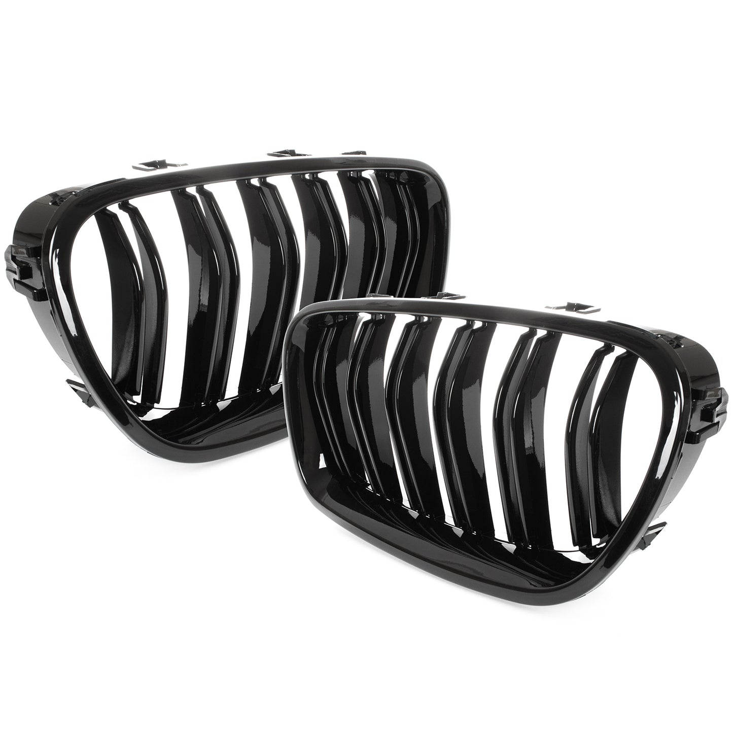 BMW 5 F10 / F11 10-17 grilles between headlights (kidneys) left + right set BLACK GLOSSY DOUBLE BAR