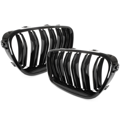 BMW 5 F10 / F11 10-17 grilles between headlights (kidneys) left + right set BLACK GLOSSY DOUBLE BAR