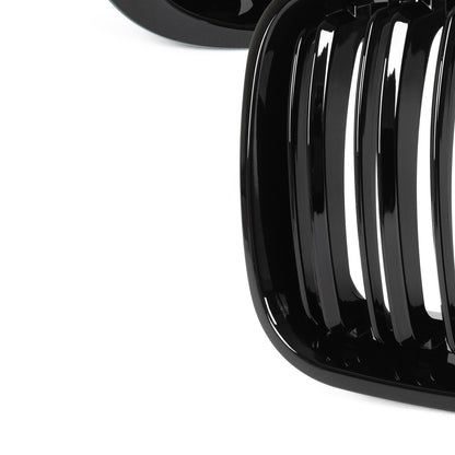BMW 3 E46 98-01 SEDAN / WAGON dummy grilles (kidneys) left + right set BLACK GLOSSY DOUBLE BAR