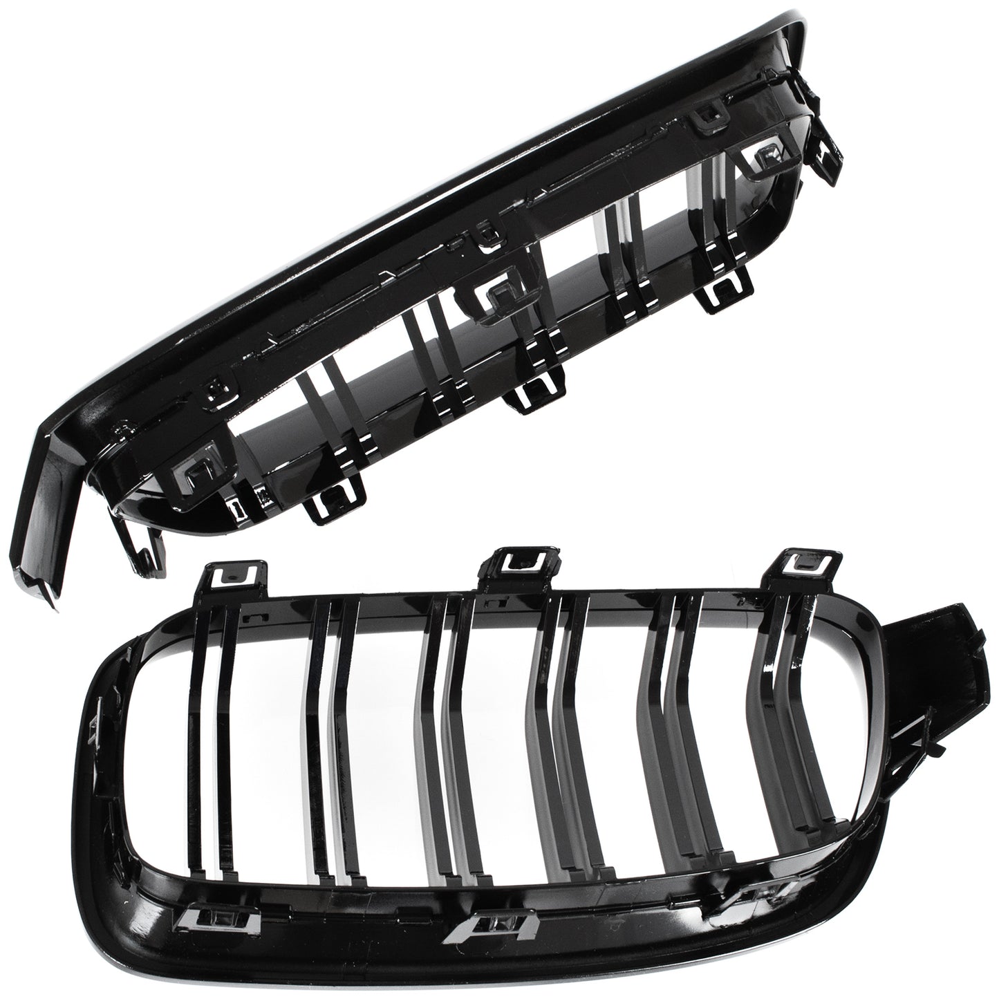 BMW 3 F30 / F31 11-15 SEDAN / WAGON grilles (kidneys) left + right set BLACK GLOSSY DOUBLE BAR