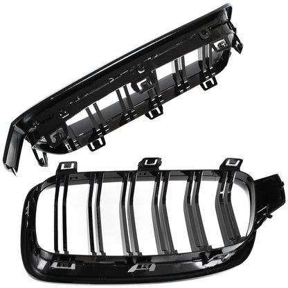 BMW 3 F30 / F31 11-15 SEDAN / WAGON grilles (kidneys) left + right set BLACK GLOSSY DOUBLE BAR