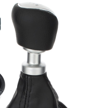 Ford Focus Mk3 11-14 gear knob BLACK ECO-LEATHER + SILVER + gaiter with frame 6 SPEEDS
