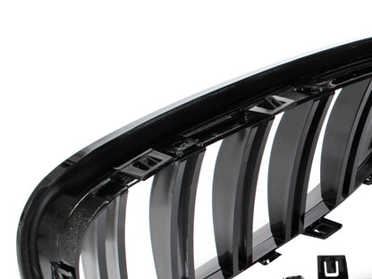 BMW 5 E60 / E61 03-10 grilles between headlights (kidneys) left + right set BLACK GLOSSY DOUBLE BAR