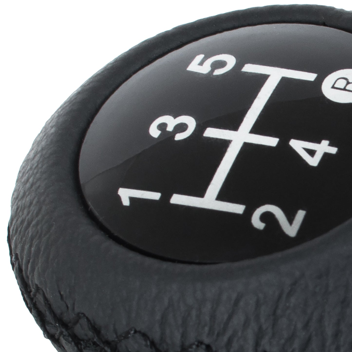 UNIVERSAL gear knob TUNING BLACK LEATHER + SILVER 5 SPEED