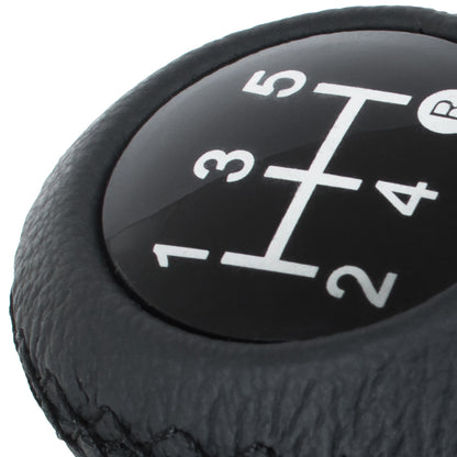 UNIVERSAL gear knob TUNING BLACK LEATHER + SILVER 5 SPEED