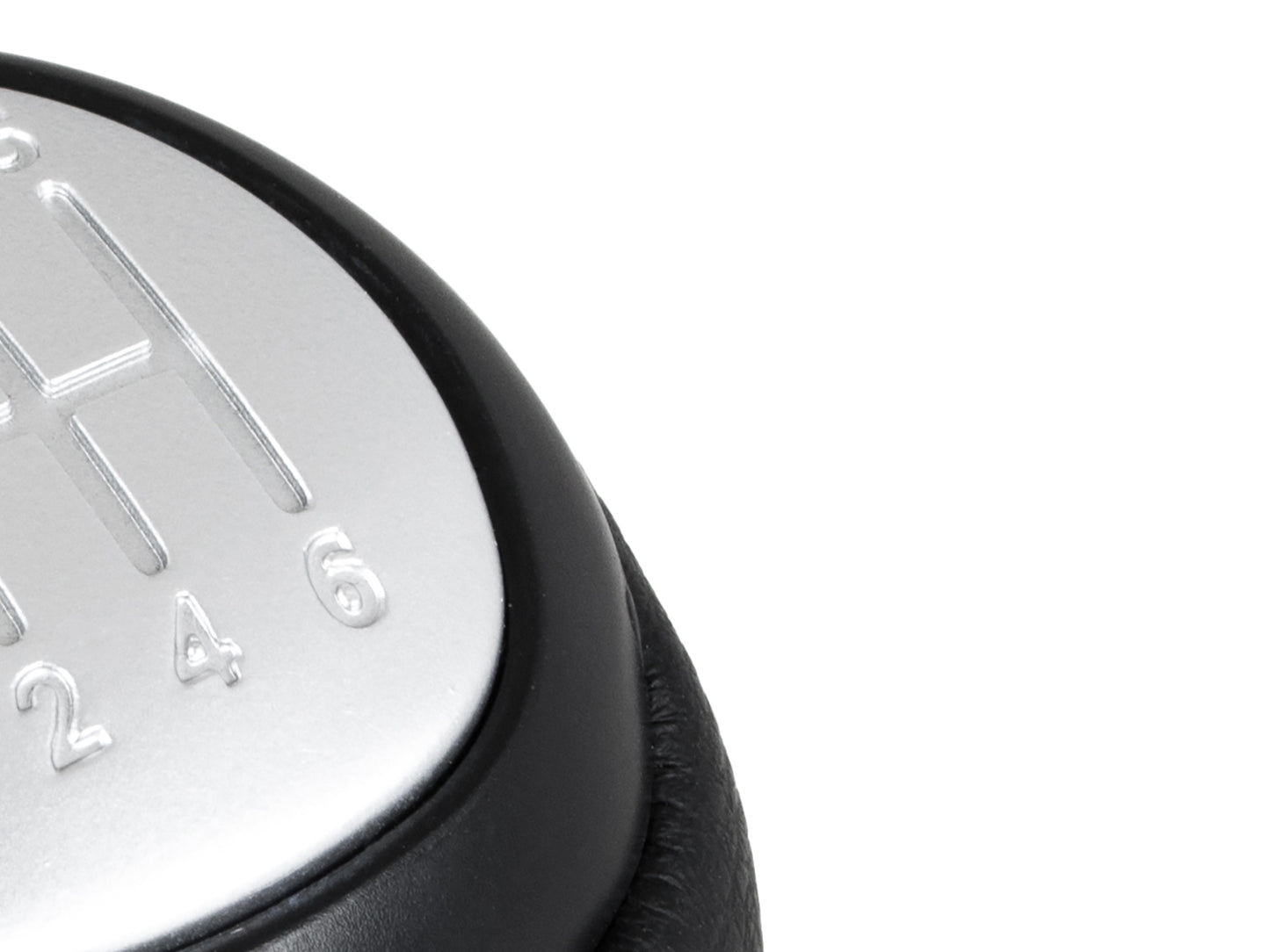 Saab 9-3 03-12 gear knob BLACK ECO-LEATHER + BLACK THREAD + SILVER 6 SPEEDS