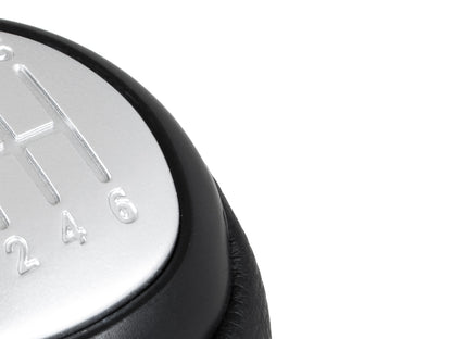 Saab 9-3 03-12 gear knob BLACK ECO-LEATHER + BLACK THREAD + SILVER 6 SPEEDS