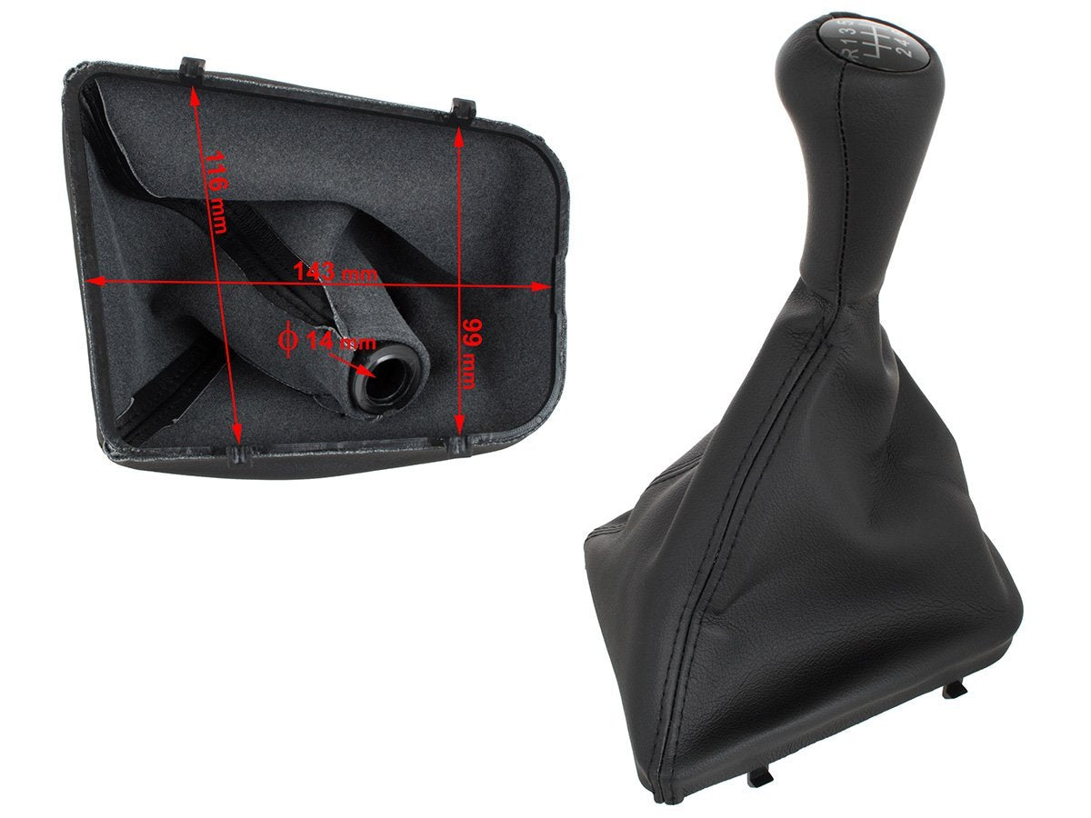 BMW 3 E36 90-00 gear knob BLACK ECO-LEATHER + gaiter with frame 6-SPEED