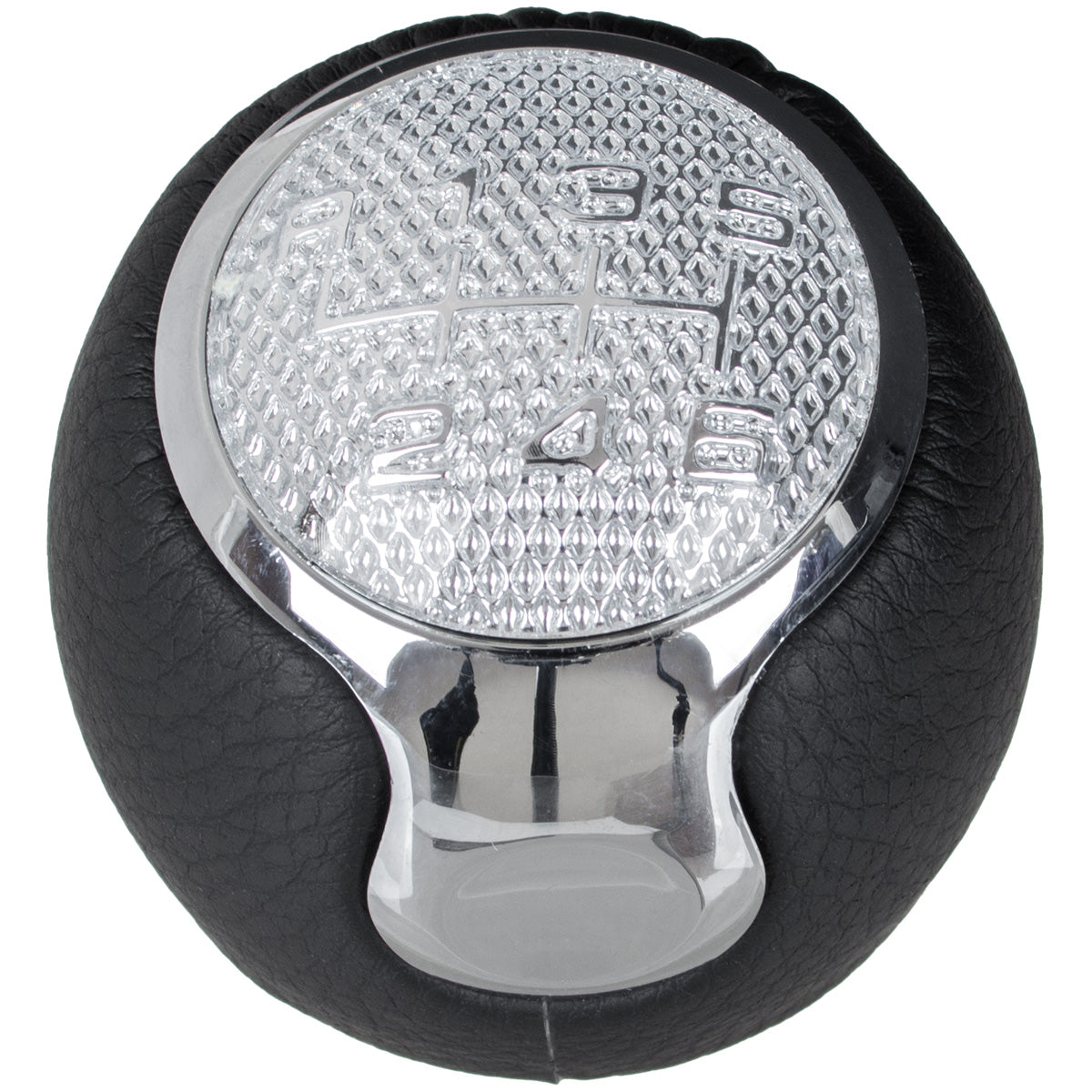 Alfa Romeo Mito 2008 - Gear knob BLACK ECO-LEATHER + CHROME 6 SPEEDS