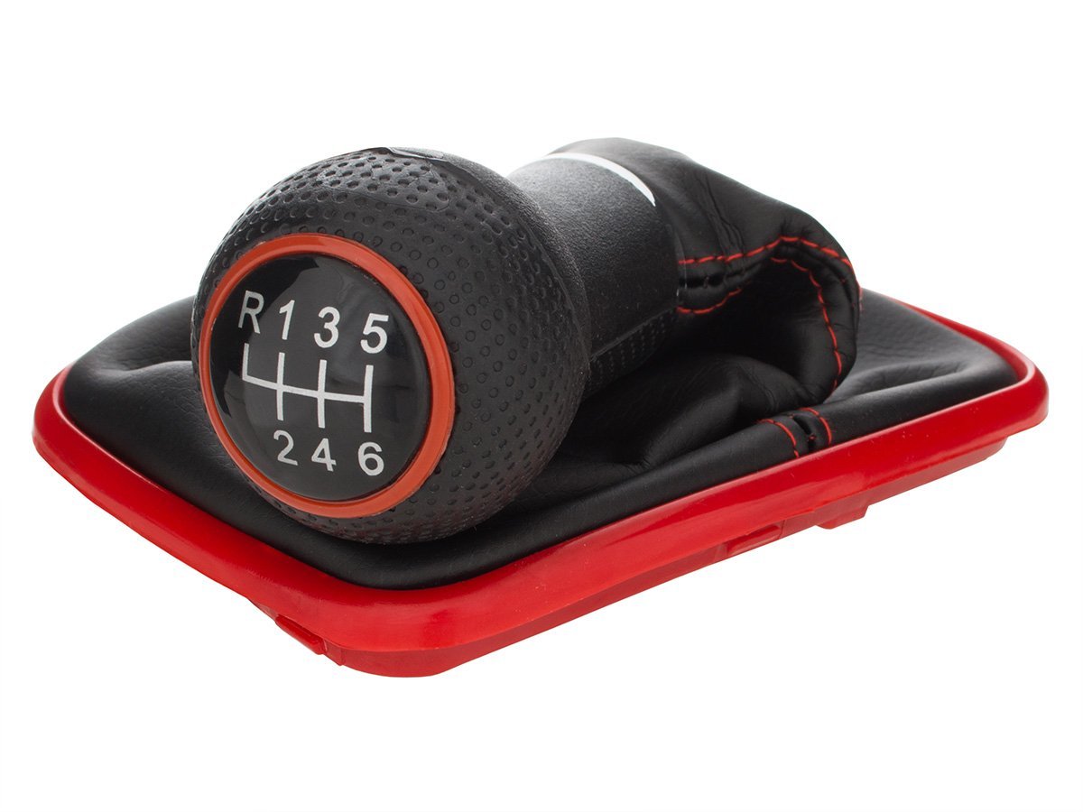 VW Golf IV 97-06 gear knob + GAITER WITH RED FRAME 6 GEARS 12 MM