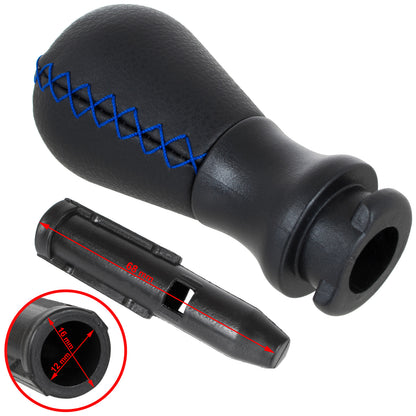 Citroen C2 gałka zmiany biegów CZARNA SKÓRA + NIEBIESKA NITKA 5 BIEGÓW + adapter / przejściówka dźwigni drążka gałki zmiany biegów 2 szt. KPL