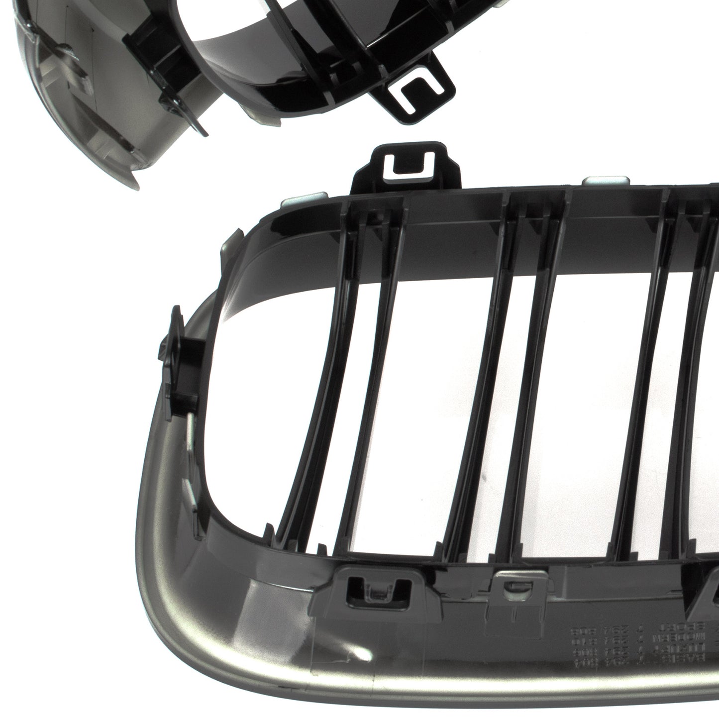 BMW 3 F34 GT 13-20 grilles between headlights (kidney grilles) left + right set. BLACK GLOSSY DOUBLE BAR