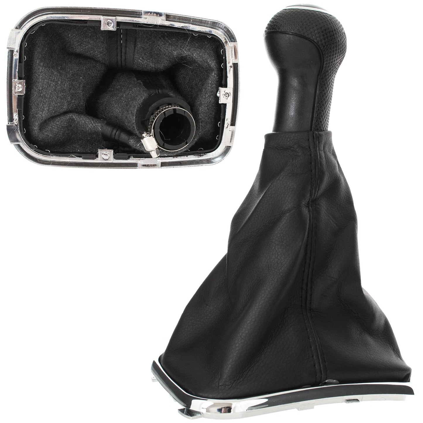 VW Golf IV 97-03 gear knob BLACK + gaiter with chrome frame 6 GEARS 23MM HOLE