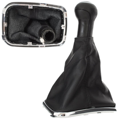 VW Golf IV 97-03 gear knob BLACK + gaiter with chrome frame 6 GEARS 23MM HOLE