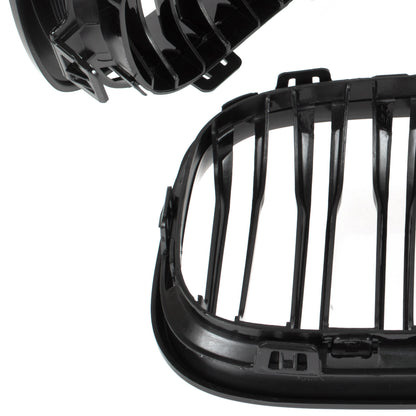 BMW 1 F21 15-18 grilles between headlights (kidneys) left + right set BLACK GLOSSY DOUBLE BAR