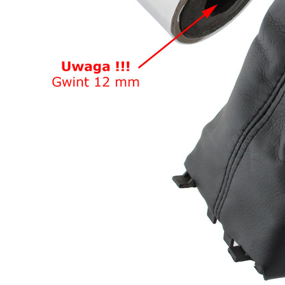 Mazda 6 GG/GY 02-08 gear knob BLACK LEATHER 5 SPEED 12 MM + gear stick gaiter + frame 2 pcs. SET