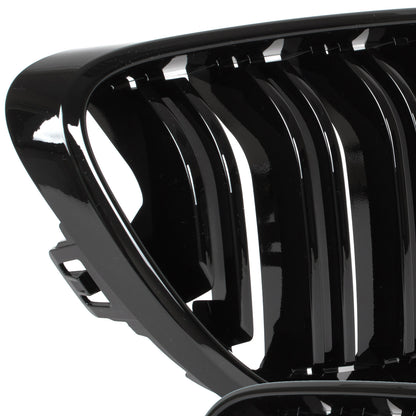BMW 2 F23 2014- kidney grilles left + right set. BLACK GLOSSY DOUBLE BAR
