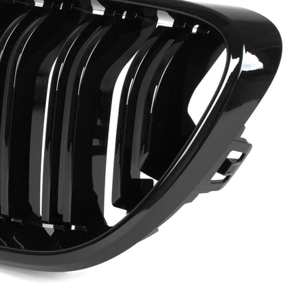BMW 2 F23 2014- kidney grilles left + right set. BLACK GLOSSY DOUBLE BAR
